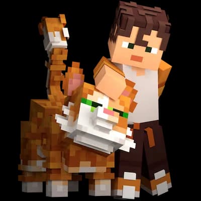 Игрок Minecraft с котом — сервер под сборку Arcania